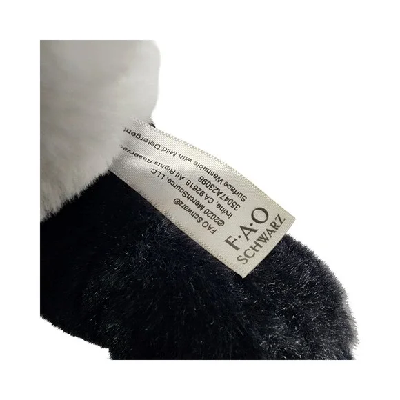 FAO Schwarz Panda Bear Plush Stuffed Animal Black White Floppy Laying 14 Inch - Picture 3 of 9